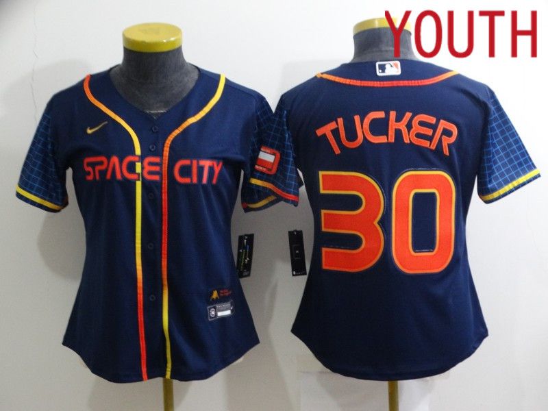 Youth Houston Astros #30 Tucker Blue City Edition Game Nike 2022 MLB Jersey->women mlb jersey->Women Jersey
